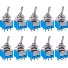 10Pcs DPDT Mini Toggle Switch 6-Pin 2 Position ON/ON Miniature Toggle Switches 6