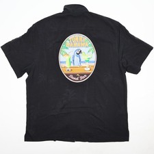 Tommy Bahama Shirt Mens XL Black Silk Sand Bar Parrot Hawaiian Embroidered