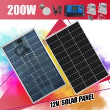 200W Bifacial Monocrystalline Solar Panel Kit 195 Watt 12V Home RV Boat Off-Grid