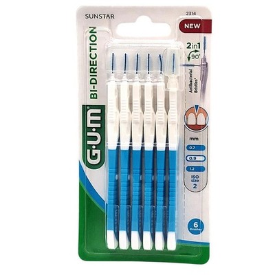 Gum Bi Direction Regular Interdentalbürsten blau 0,9mm 6x Zahnzwischenraumbürste