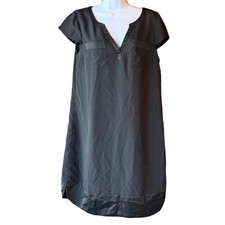 EXPRESS V-Neck Cap Sleeve Sheath Dress Black Size Medium Neutral Staple Basic