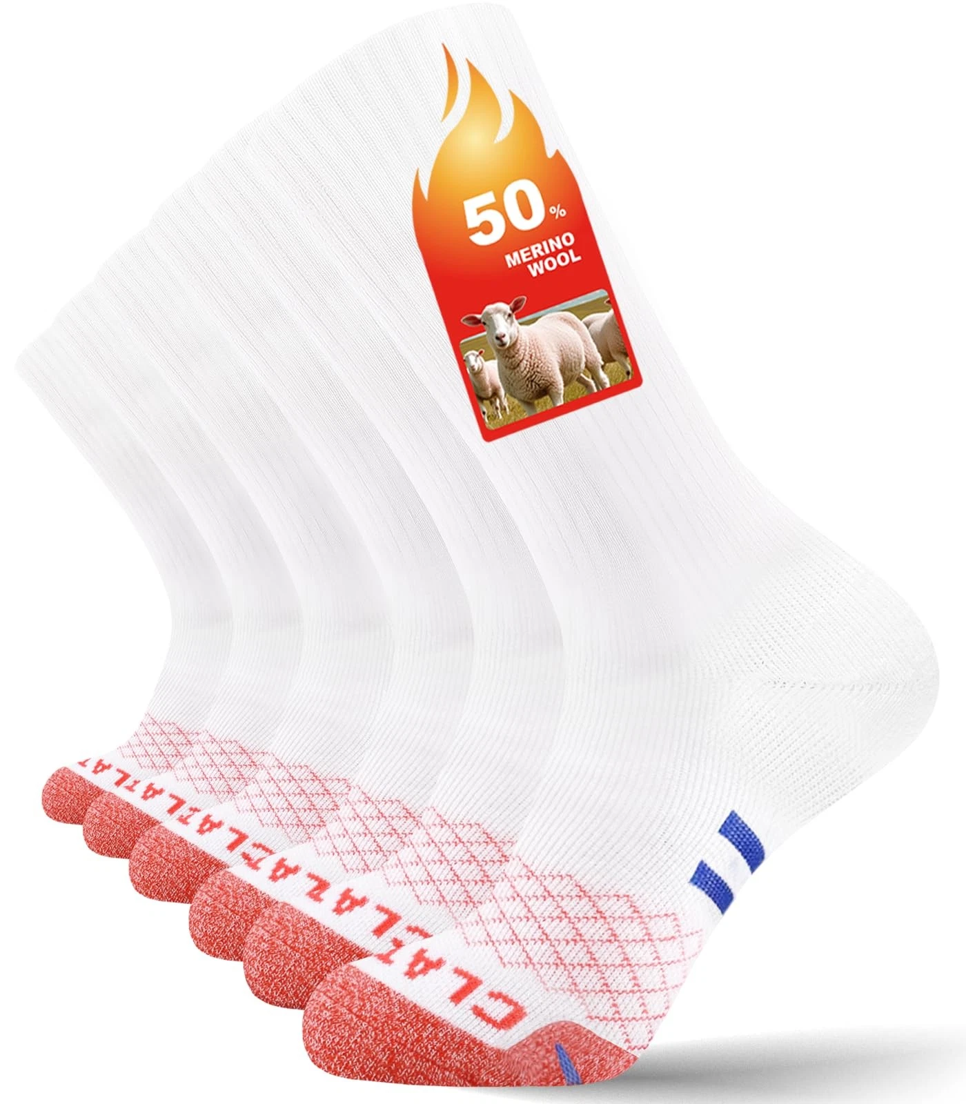 Merino Wool Thermal Socks for Men Women, Cushioned Anti Blister Performance S...
