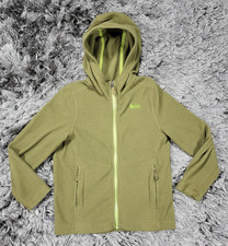 REI Co Op Jacket Kids Small Green Fleece Hooded Full Zip Pockets Outdoor Youth