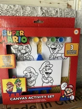 Innovative Designs Super Mario Canvas Paint Set for Kids with 3 Canvases Acry...