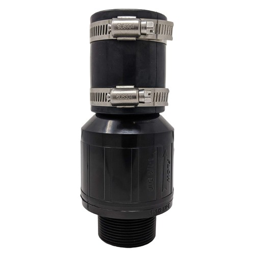 Threaded Quiet Sump Pump Check Valve with 100% Stainless Steel Clamps Include...