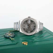 Rolex Datejust II 116334 Steel 41mm Oyster 18k Fluted Custom Gray Wimbledon Dial 3