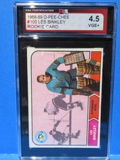1968-69 O-Pee-Chee ROOKIE Card #100, LES BINKLEY, Pittsburgh Penguins, KSA 4.5. rookie card picture