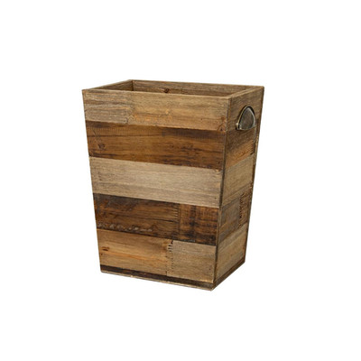 Small Wood Trash Can, Farmhouse Rectangular Garbage Can Waste Basket, Rustic Di