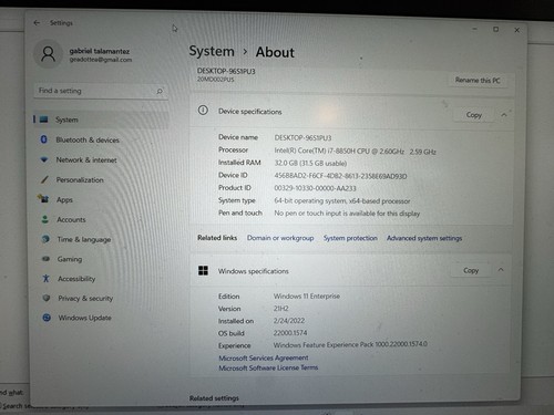 Lenovo Thinkpad P1 Gen 1 NVIDIA Quadro Graphics i7-8850H 32GB 512GB - Picture 7 of 9