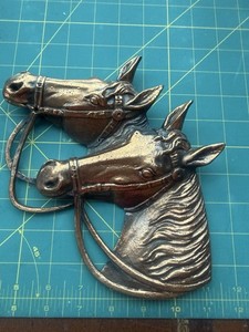 Mid-Century Modern PM Craftsman Bronze Double Horse Head Wall Plaque Model 7808