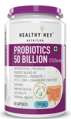 HealthyHey Nutrition Probiotics 50 Billion CFU Multi- Strains 60 Veg Capsules