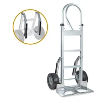 Aluminum Hand Truck Dolly w/ P Handle and 10" Caster Wheels - 600lbs Capacity