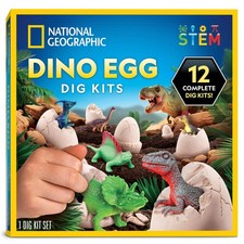 National Geographic Dinosaur Dig Kit - 12 Dino Eggs, Tools, STEM Toy for Kids