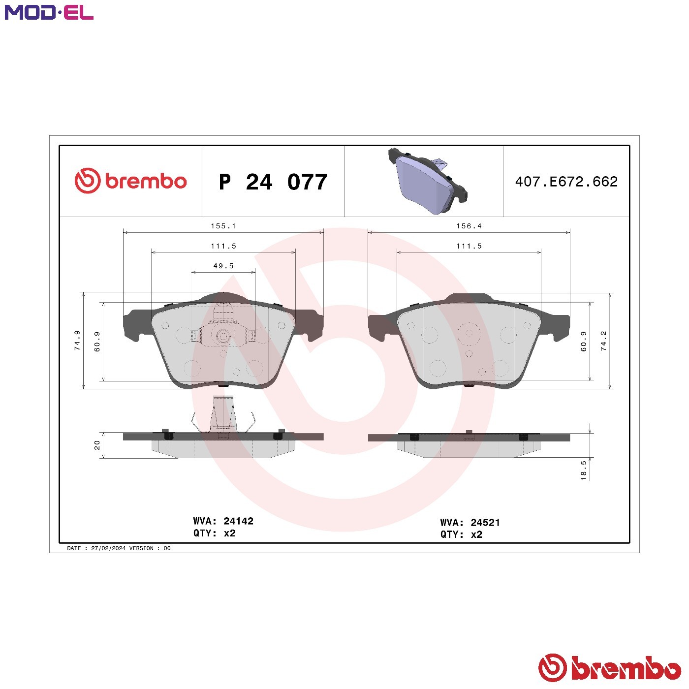 ✅Fits BREMBO P 24 077 Brake Pad Set, disc brake P 24 077 Brake pads ⭐UK Seller⭐ - Image 61