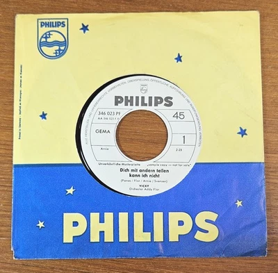 VICKY Leandros 60er M- WL PROMO 45 Dich mit andern teilen kann ich nicht PHILIPS - Bild 1 von 3