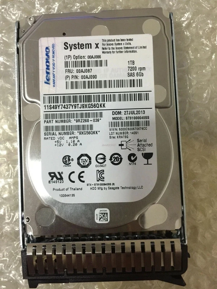 Lenovo 00AJ090 1TB 00AJ086 00AJ087 SAS 6Gb/s 2.5" 7.2K HDD Hard Drive New - Image 2 of 4
