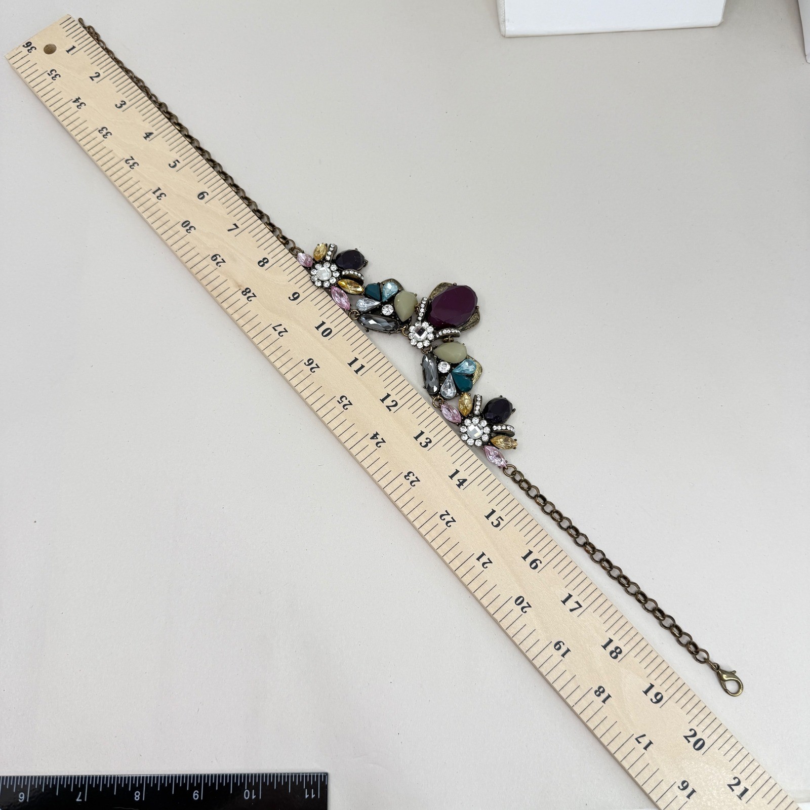 Multicolor Gem Statement Necklace Chunky Bib Rhin… - image 8