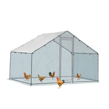 6.5 x 10 ft Large Metal Chicken Coop, Walk-in Poultry Cage Chicken Hen Run House