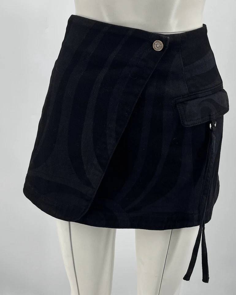 Minifalda envolvente de mezclilla con estampado ondulado Pucci RETAIl-$890 talla 42 NUEVA Foto 2 de 4