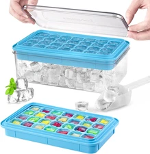 Ice Cube Tray with Lid and Bin, 56 Pcs Ice Cube Trays for Freezer, Ice Cube Mold