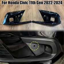 Gloss Black Front Fog Lights Cover W/Radar Hole for Honda Civic 11th Gen 2022-24