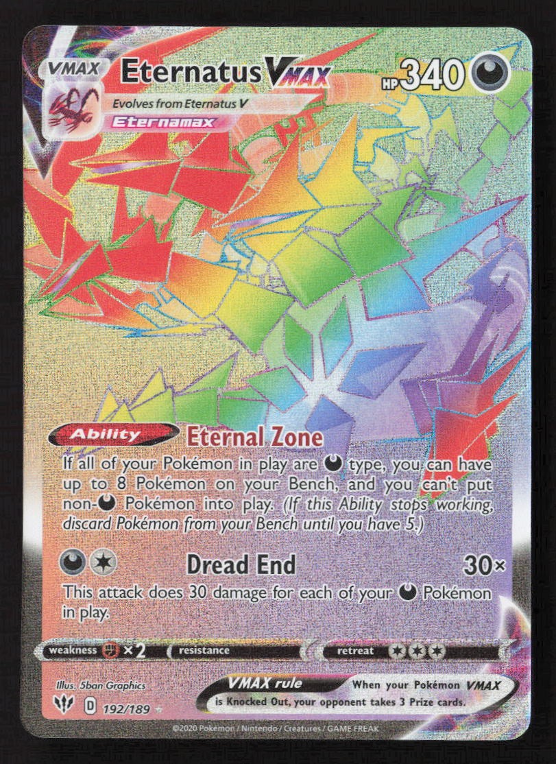 Eternatus VMAX (Secret) Secret Rare SWSH03: Darkness Ablaze 192/189 NM