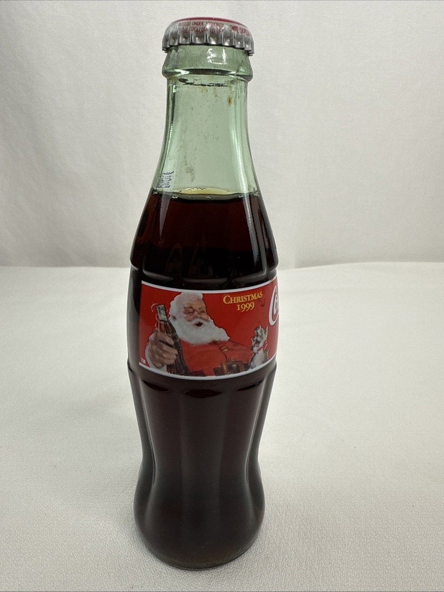 Vintage 1999 Coca-Cola Classic Christmas 8oz Coke Bottle Santa