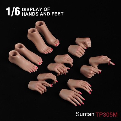 1/6 Suntan Makeup Hand and Foot Type Prop Model Fit 12inch Female Action Figure