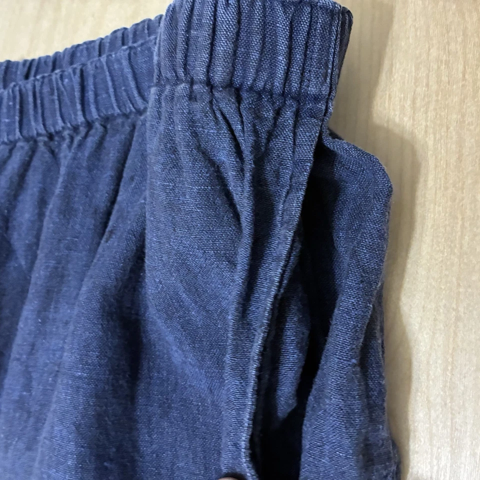 Pantalones de pierna ancha Flax Floods para mujer L azul marino Lagenlook tiro alto Foto 4 de 4