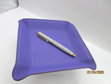 Valet Tray Catchall Leather 7" Square Molded Design Graphic Image LILAC