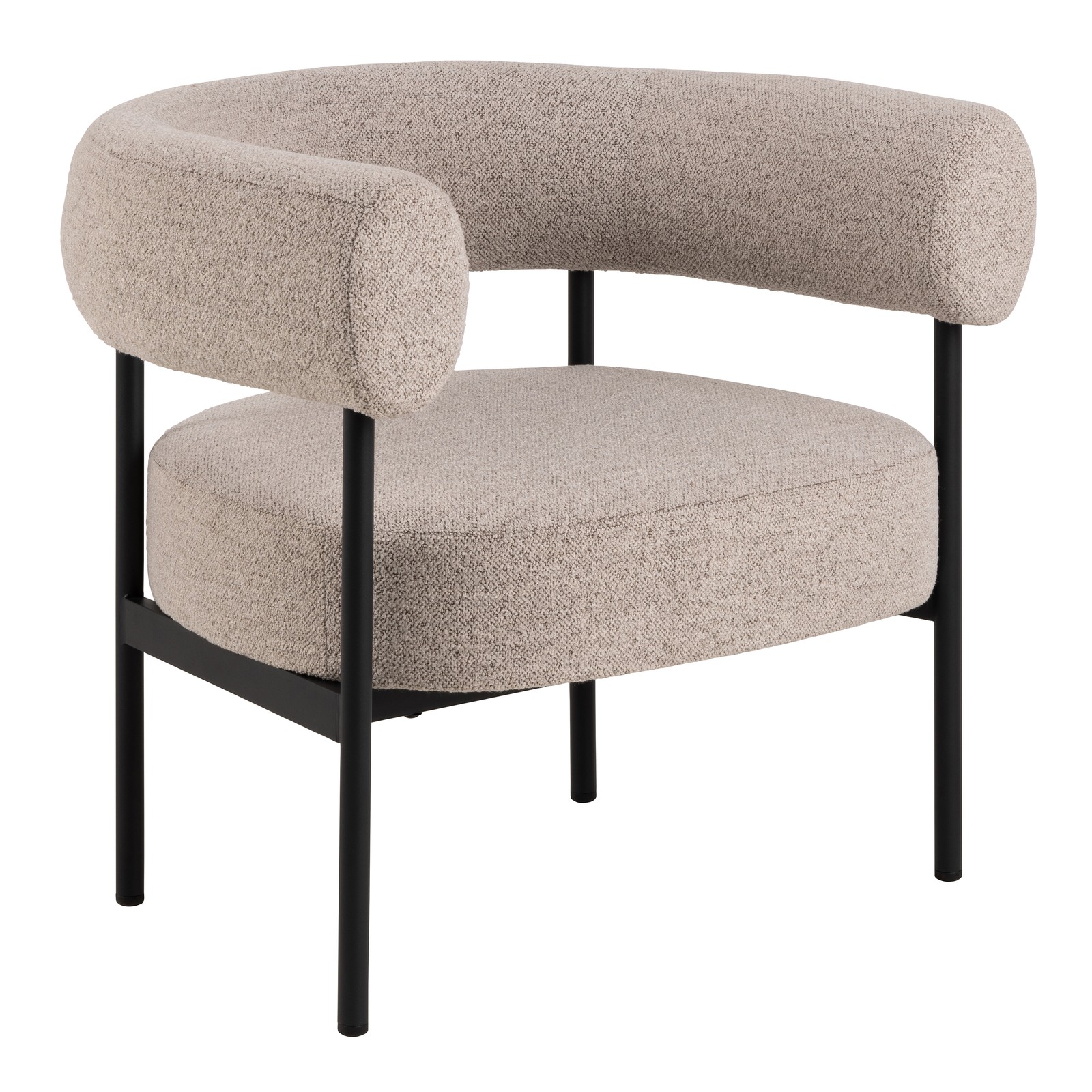 Lounge Chair - Beige Fabric, Black Metal Frame, Modern Accent Chair, Comfy