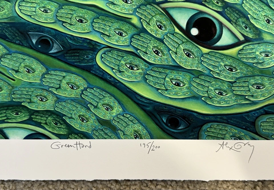 Alex Grey Art Print Green Hand S/# 200 Visionary Psychedelic Tool Poster Artist - Image 4 of 4