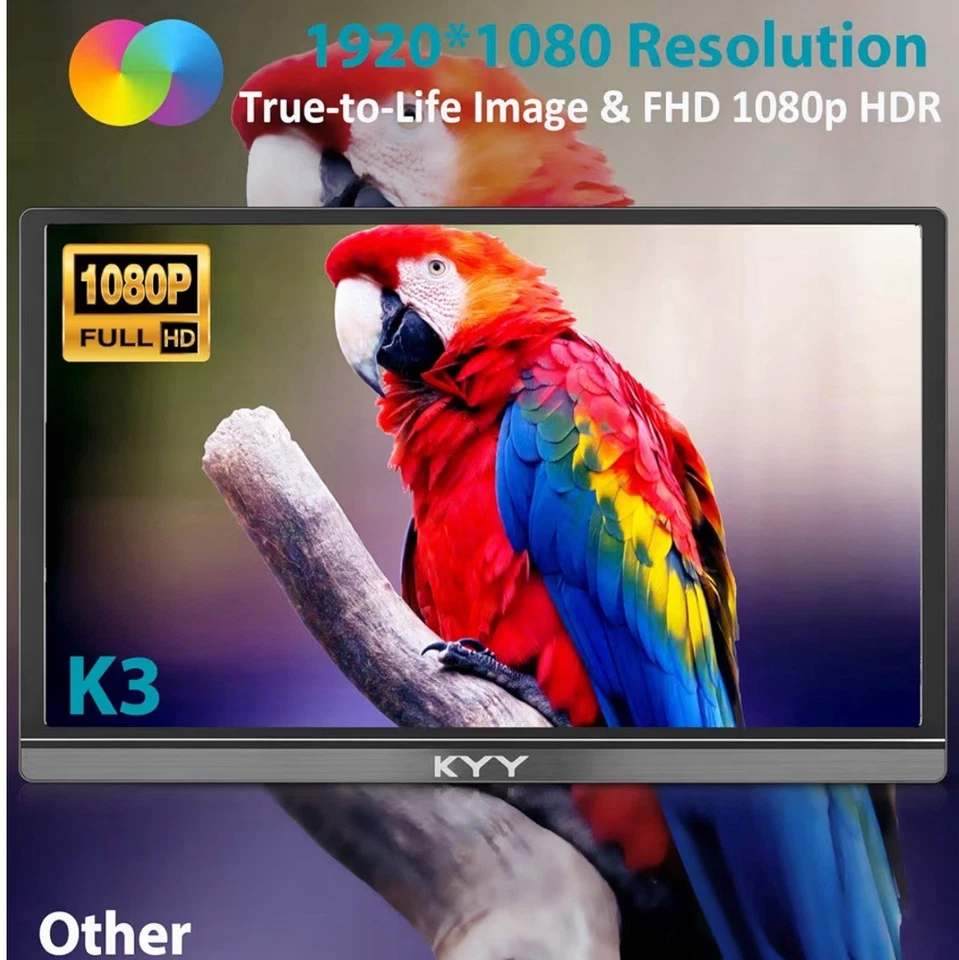 KYY K3 Portable Monitor 15.6inch 1080P FHD USB-C HDMI Computer Display HDR NEW! - Image 3 of 4