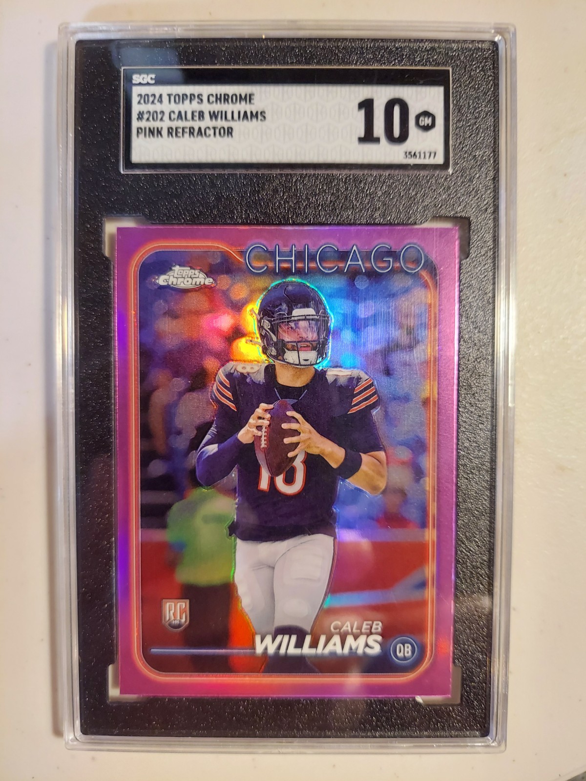2024 Topps Chrome Caleb Williams #202 Pink Refractor SGC 10 RC Rookie