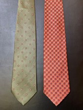 lot of 2 Men's Ermenegildo Zegna Necties, 100% Silk, Orange & Green