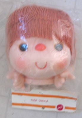 Zim's Plastic 6'' large DOLL HEAD & HANDS light brown yarn short hair blue eyes