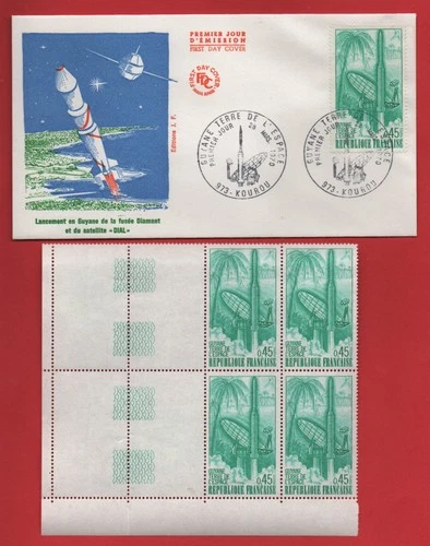 FDC / France 1970 / Michel 1705 / Space Rocket Satellite Guyane Kourou