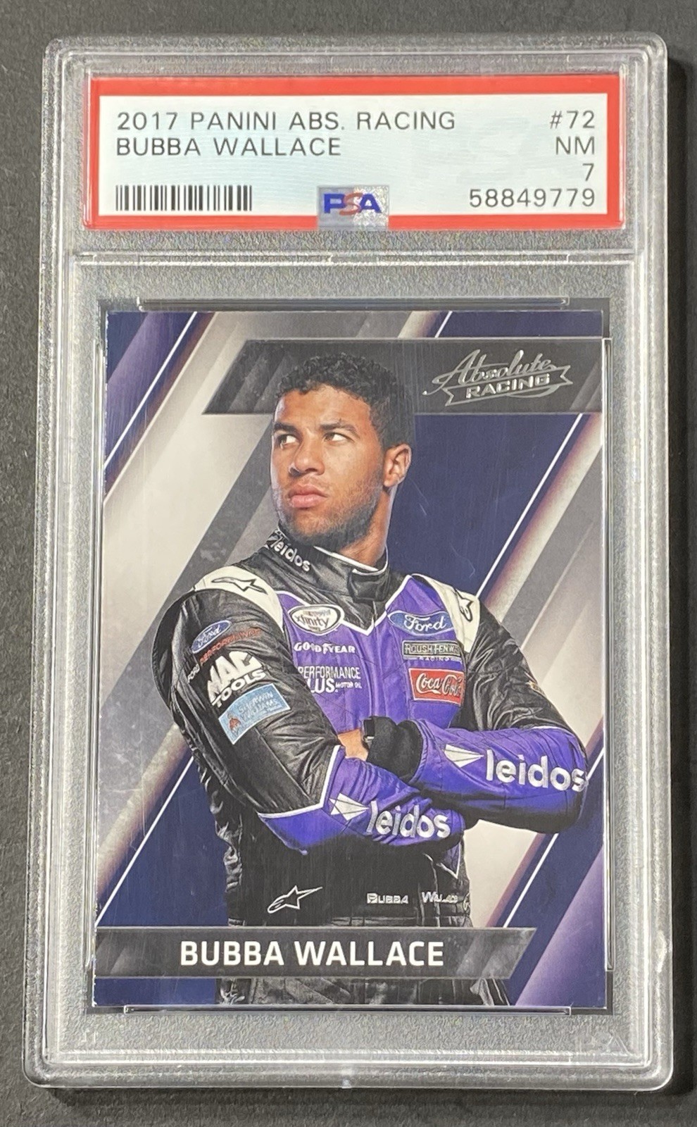 2017 Panini Absolute Racing NASCAR #72 Bubba Wallace PSA 7 view 1