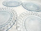 4 Vintage Anchor Hocking sapphire Blue Bubble Dinner Plates depression glass