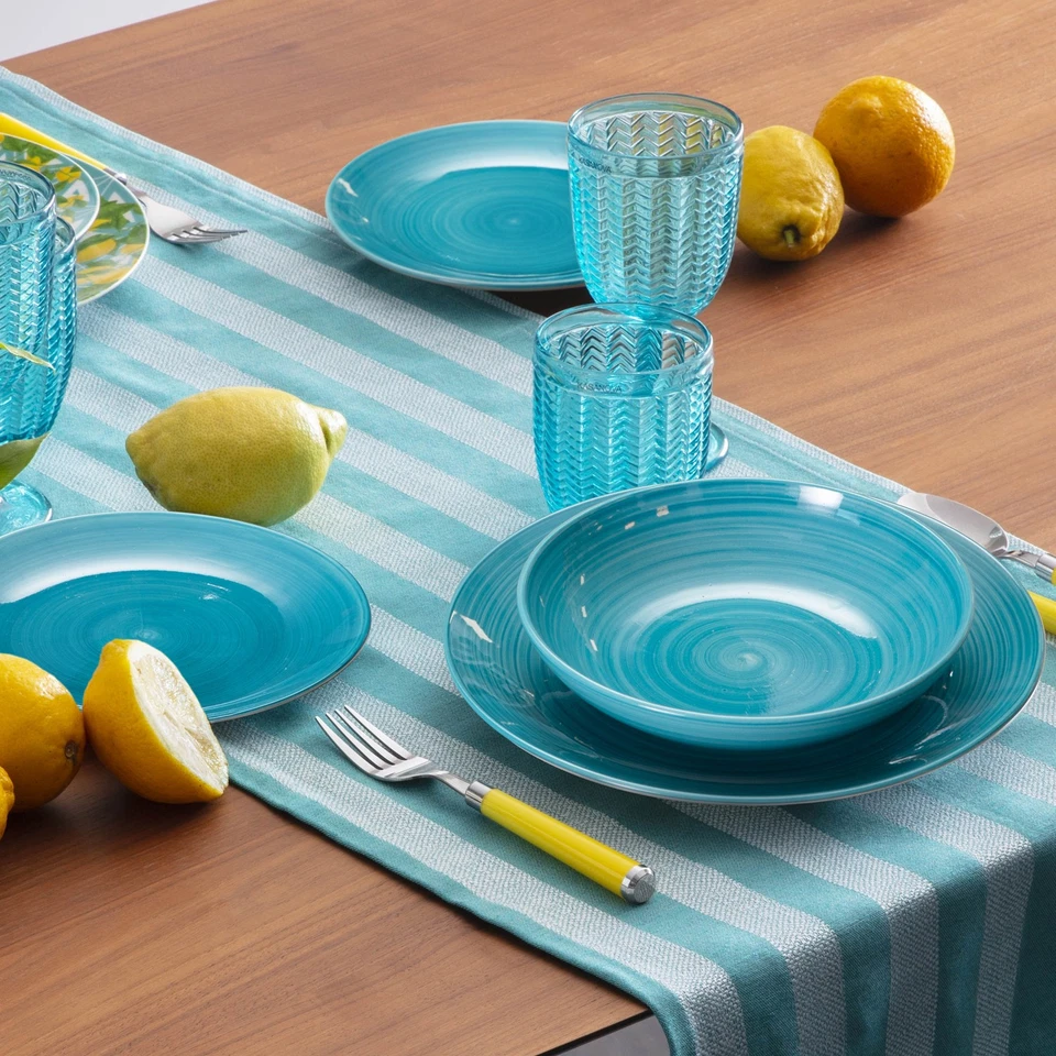 KASANOVA Servizio 18 piatti colorati blu in stoneware blu Tavola - Immagine 2 di 4