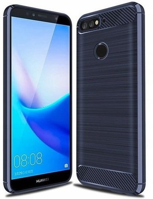 FÜR Honor 7C - CARBON LUX Case Schutz Tasche Handy Hülle Cover Etui Blau