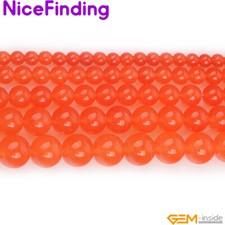 Round Orange Jade Gemstone Beads For Jewelry Making Loose Beads Strand 15" DIY