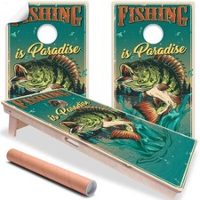 Bass Fishing in Paradise Cornhole Board Wraps and Decals Vinyl Sticker