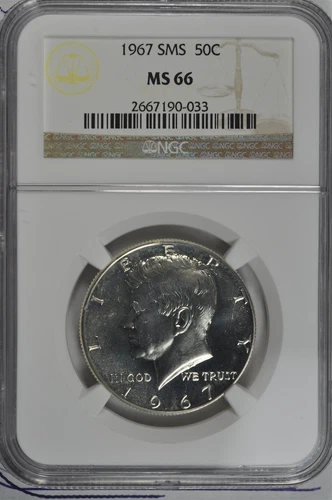 1967 SMS 40% Silver Kennedy Half Dollar NGC MS 66 SMS 40% Silver