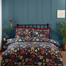 Image of Portfolio Home Marla Floral Flowers Duvet Cover Set Navy Blue Single Double King