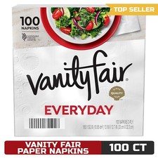 Vanity Fair Everyday Paper Napkins, 100 Count, Soft  Smooth Disposable Napkins