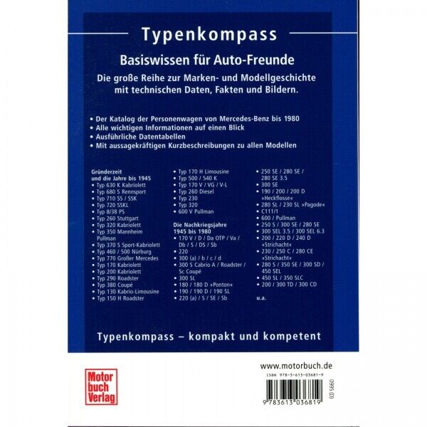Thumbnail - Mercedes-benz Personenwagen 1886-1980 - Typenkompass Katalog