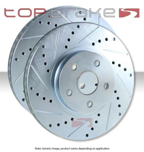 FRONT TOPBRAKES Performance Cross Drilled Slotted Brake Disc Rotors  - Picture 1 of 1