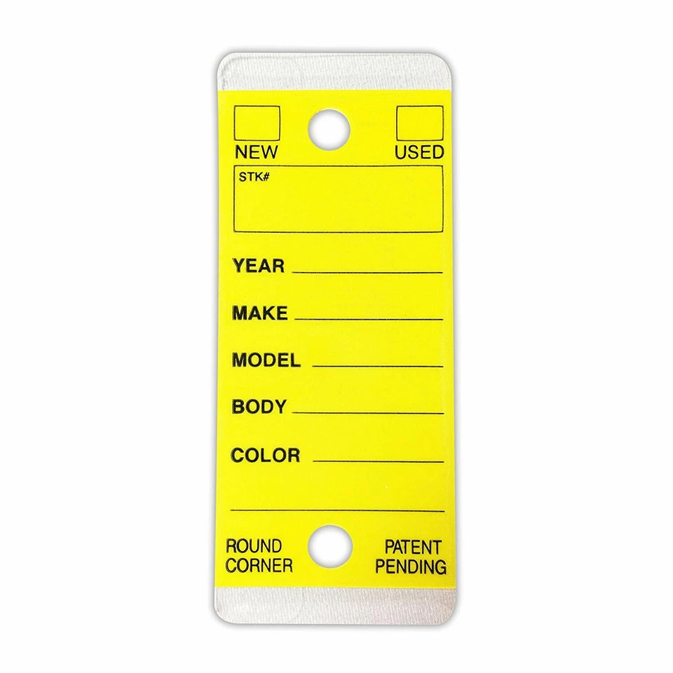 Etiquetas clave de concesionario de esquina redonda CarBowz auto laminables amarillas  Foto 3 de 4