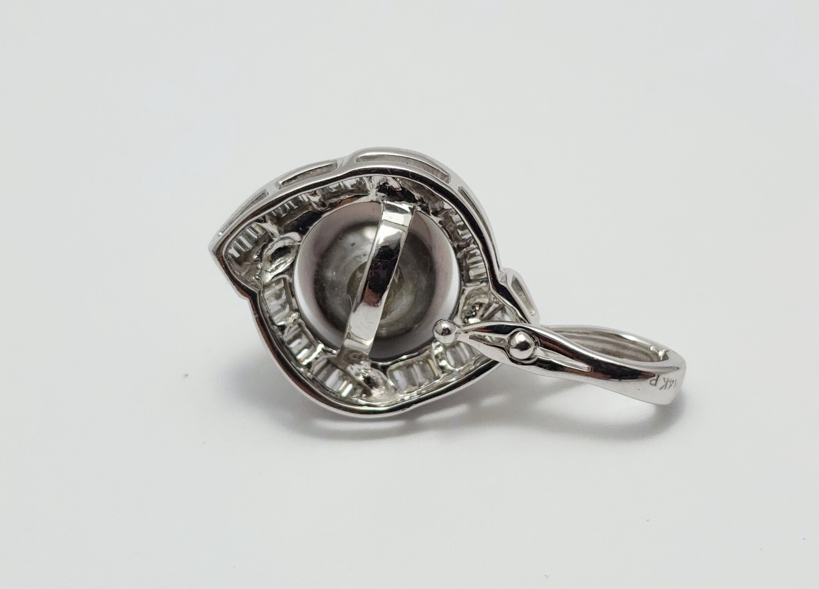 Unique 14K Solid White Gold Drop Dangle Tahitian … - image 9